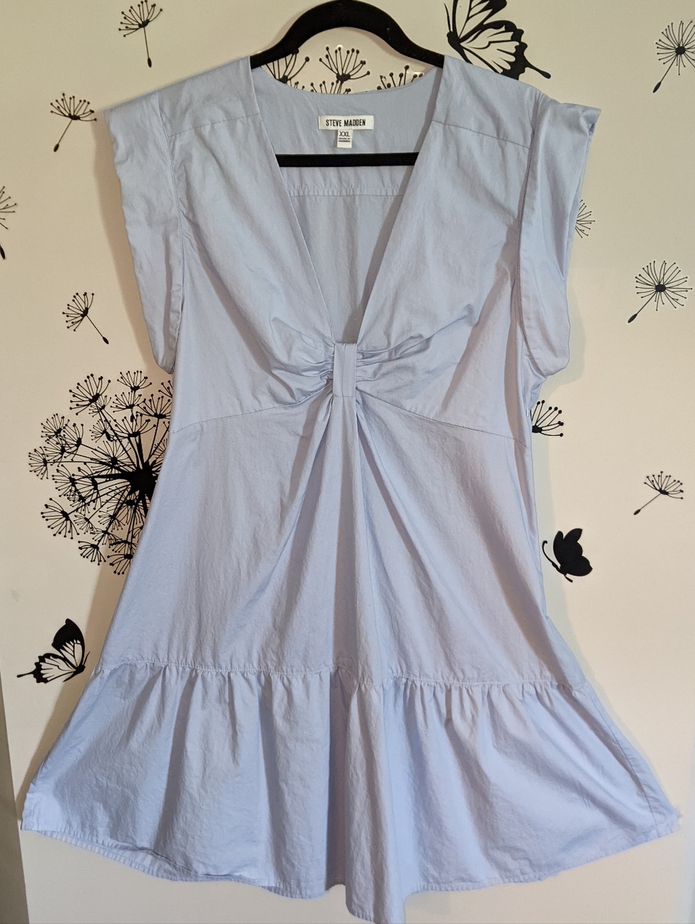 Steve Madden Pale Blue Knot-Front Flare Dress